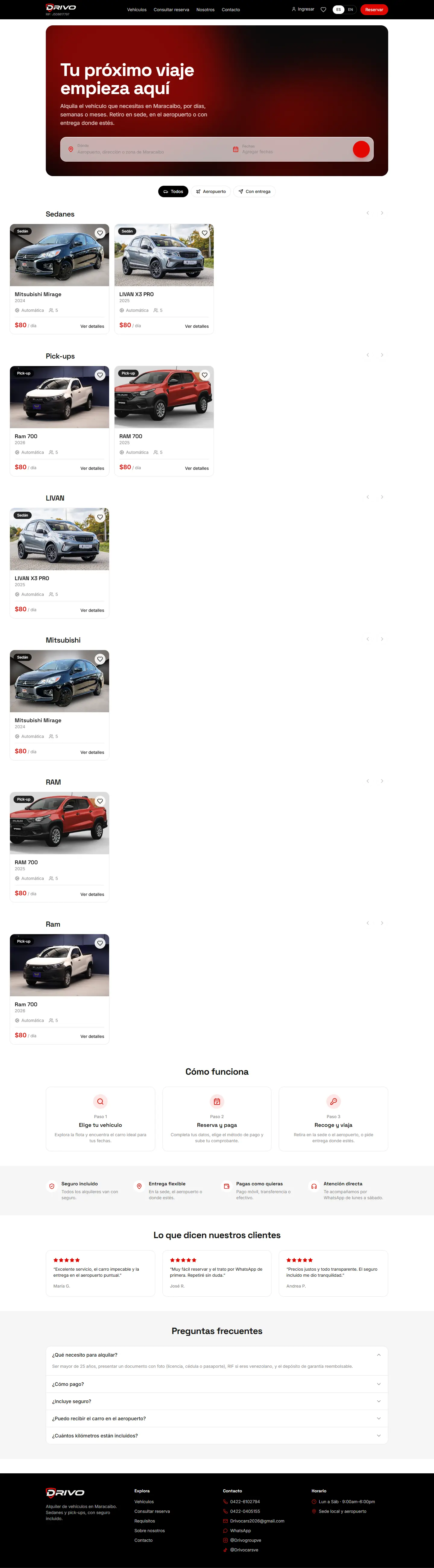 Drivo Rent Cars en escritorio