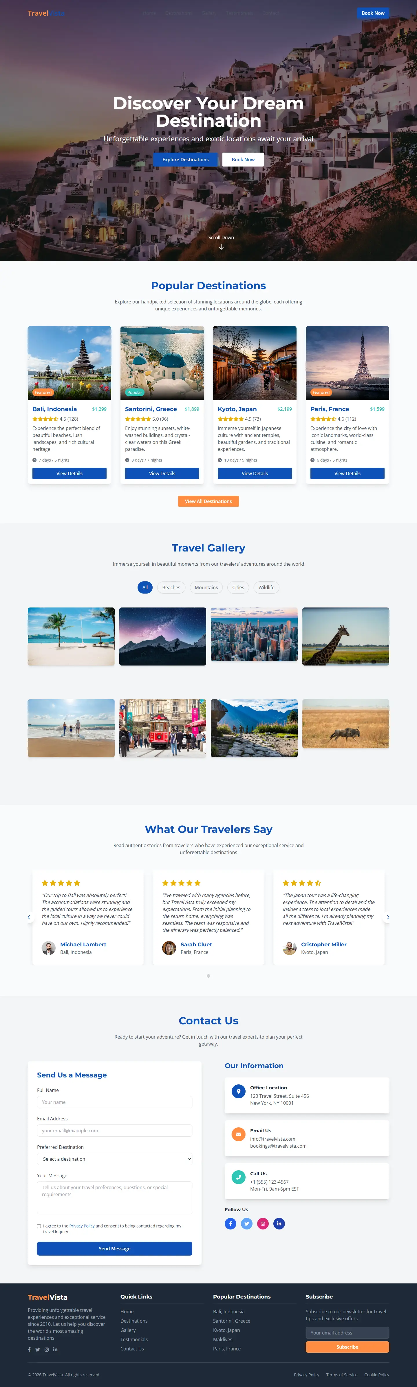 TravelVista en escritorio