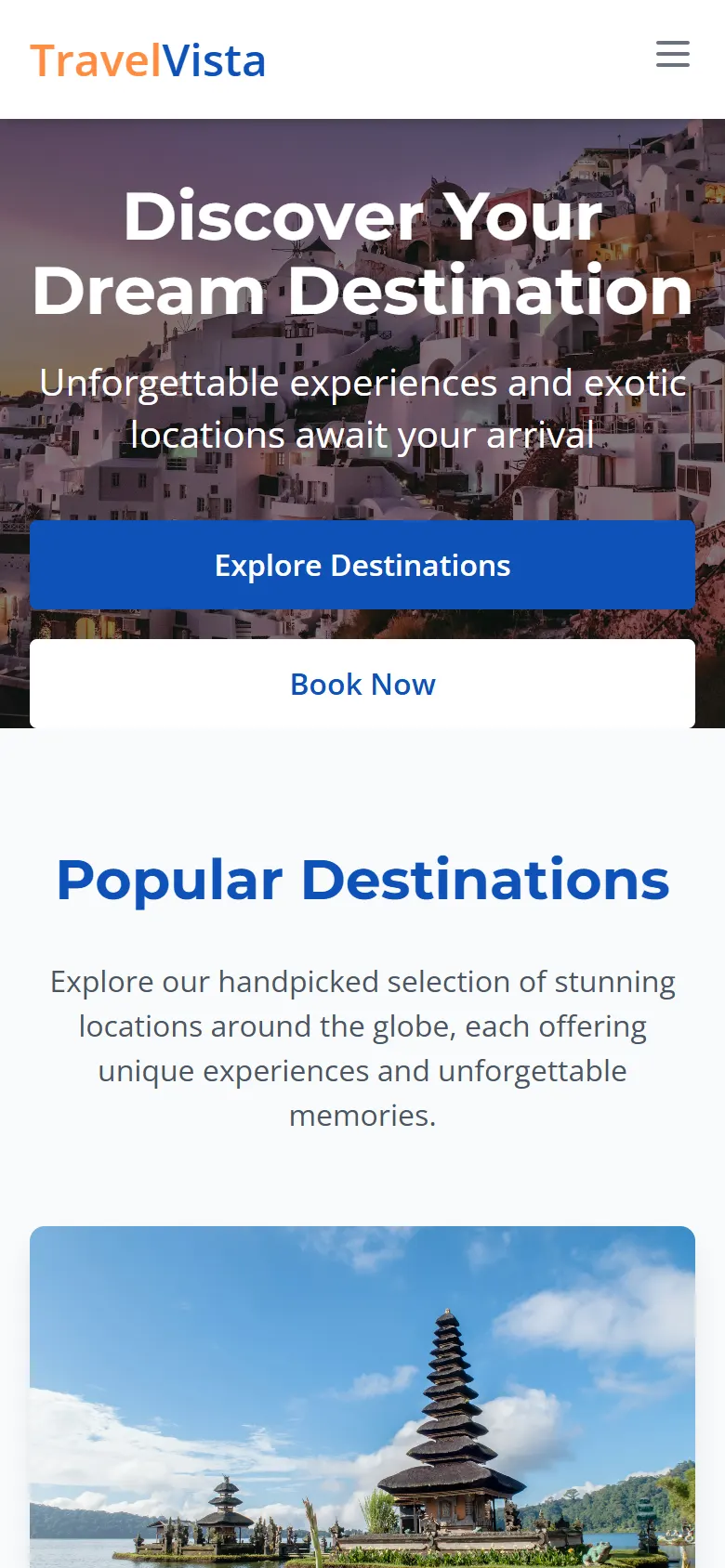 TravelVista en móvil